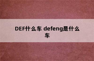 DEF什么车 defeng是什么车